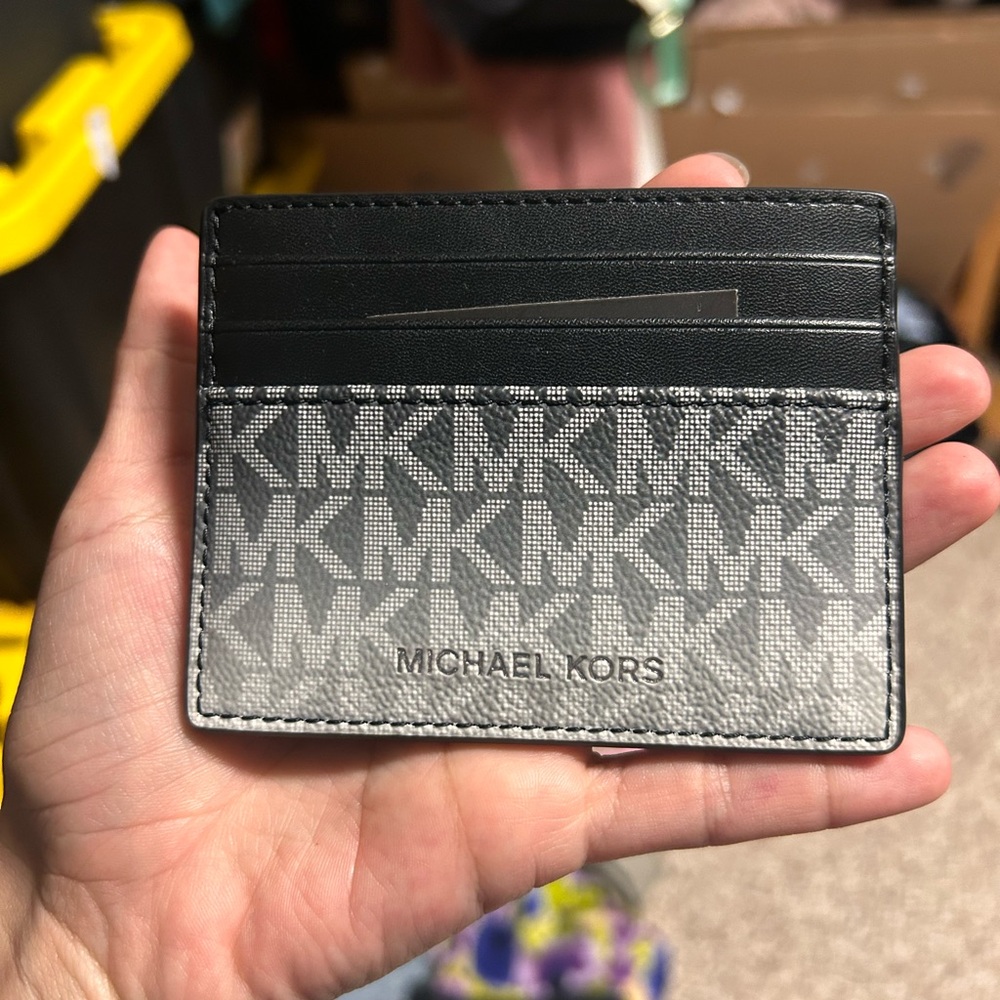 Michael Kors Monogram Black and Gray Card Holder